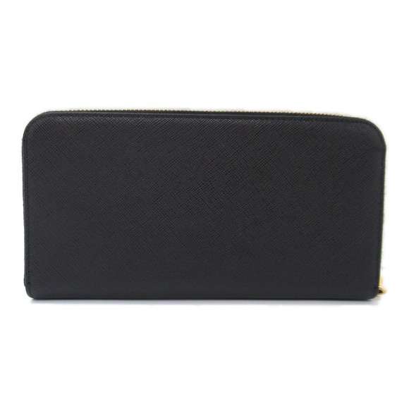 Prada Round in Black Leather Wallet Series Saffiano Long - Picture 1 of 7